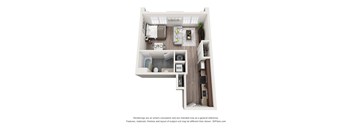 studio apartment 1 bedroom 1 bathroom floor plan with porch/balcony